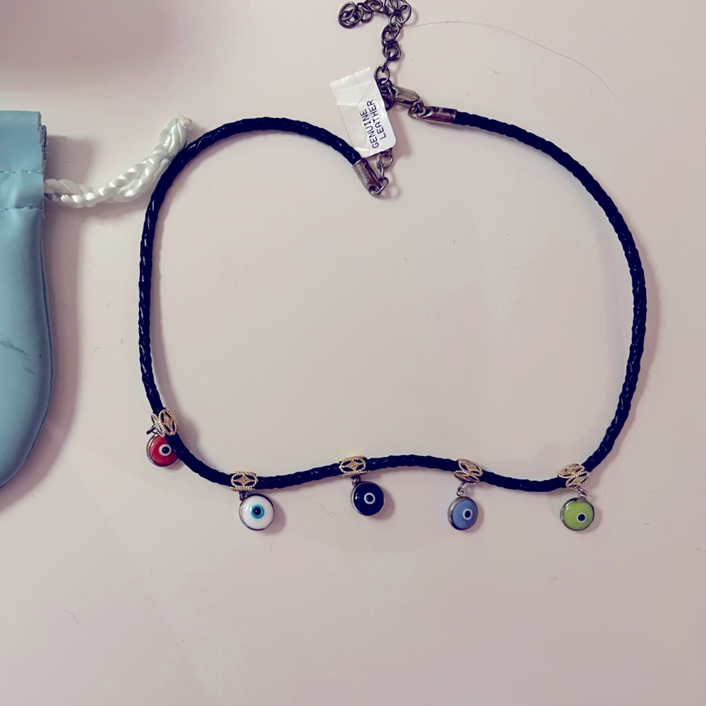 Ross-Simons Evil Eye Leather Necklace